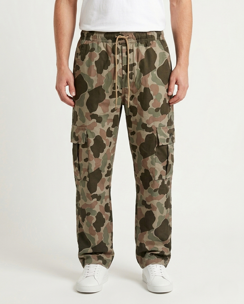 Brown and Ship Gray Color Combo Camo Cargo Trouser
