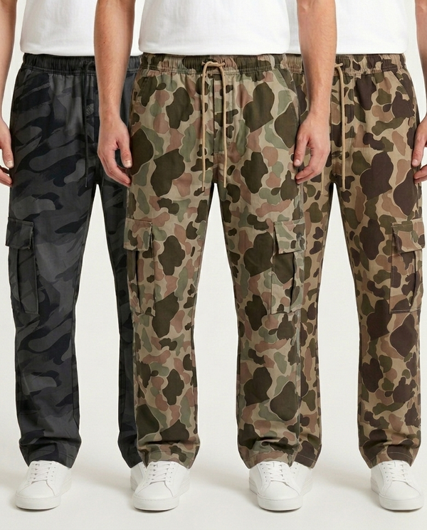 Brown, Dark Oak, Ship Gray Color Combo Camo Cargo Trouser