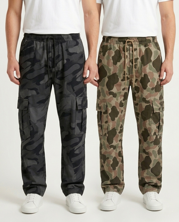 Brown and Ship Gray Color Combo Camo Cargo Trouser