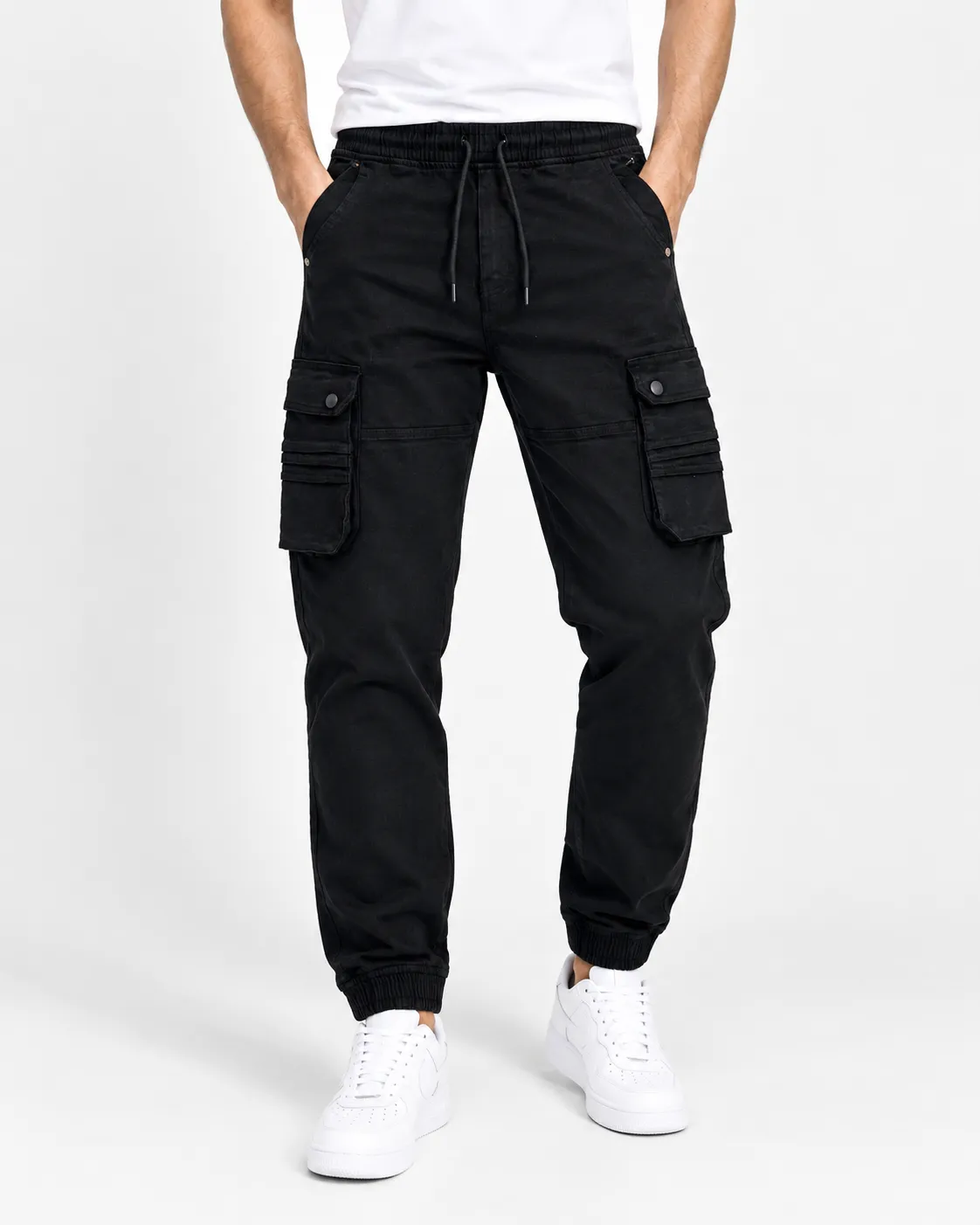 Black Color Denim Cargo Jogger