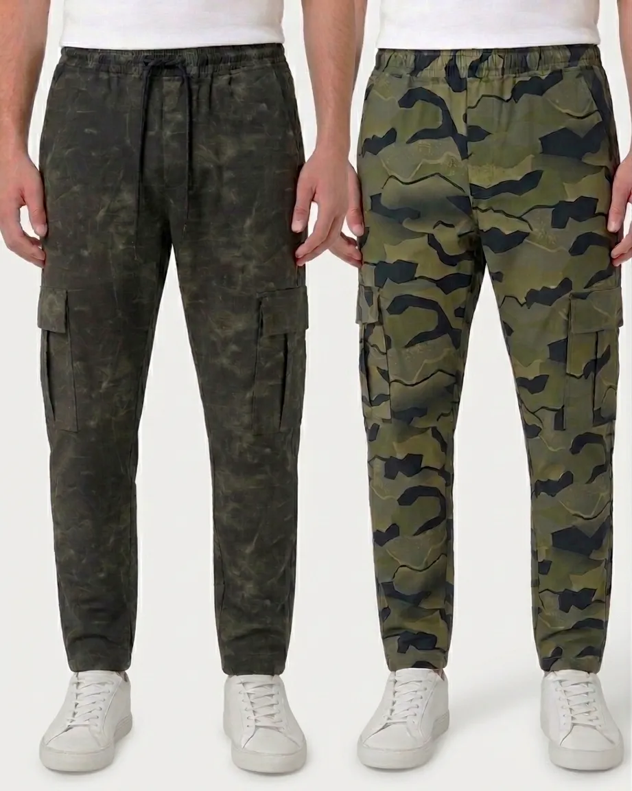 Silent Black & Military Olive Color Camo Cargo Trouser