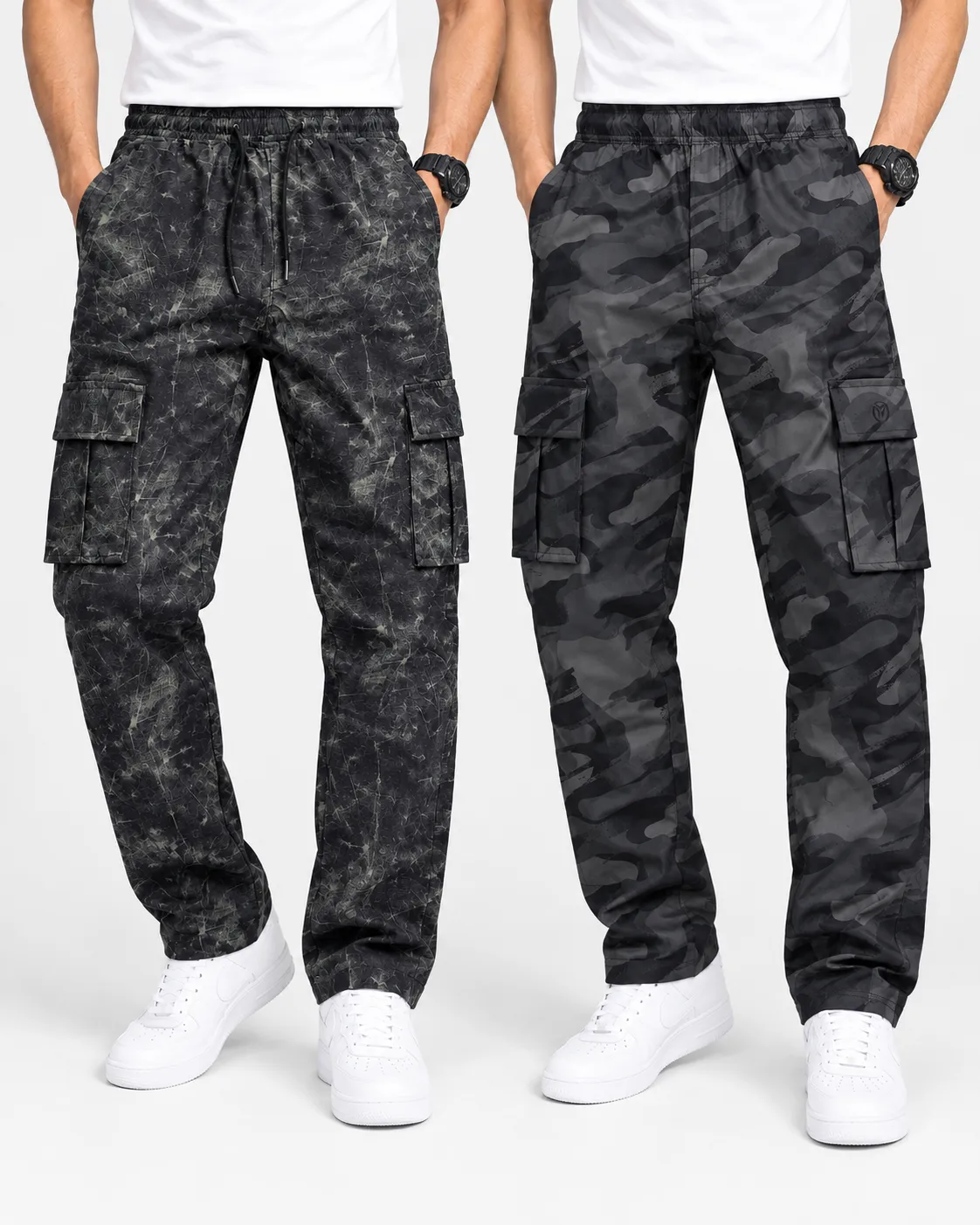 Silent Black & Metallic Black Color Camo Cargo Pant