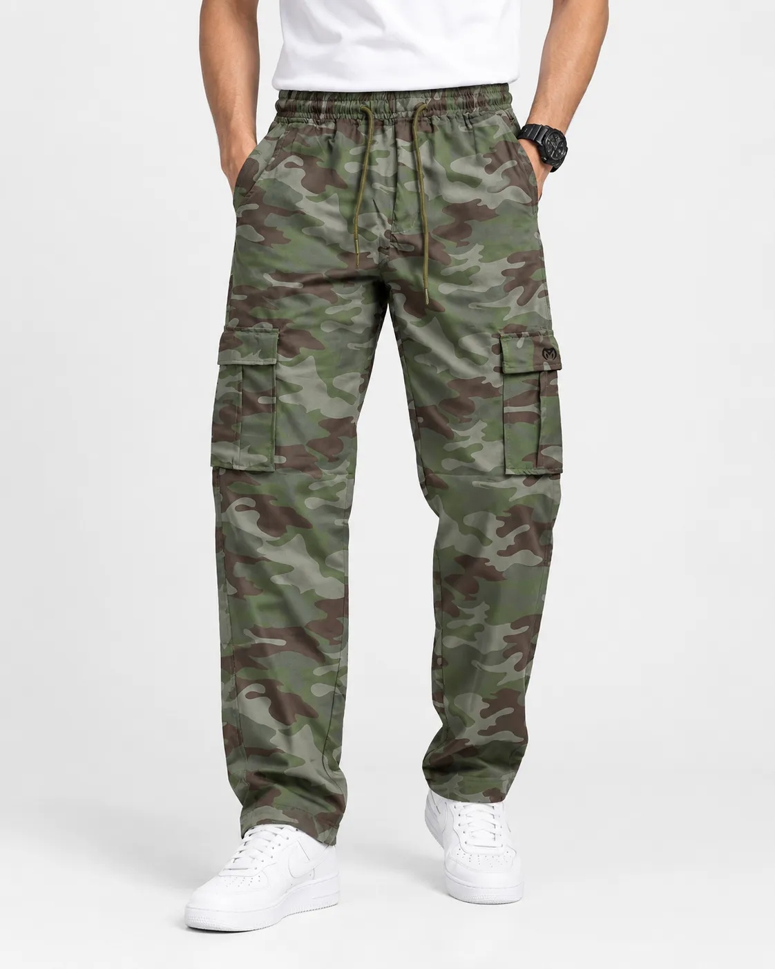 White, Camouflage Olive, Silent Black Color Camo Cargo pant image 4