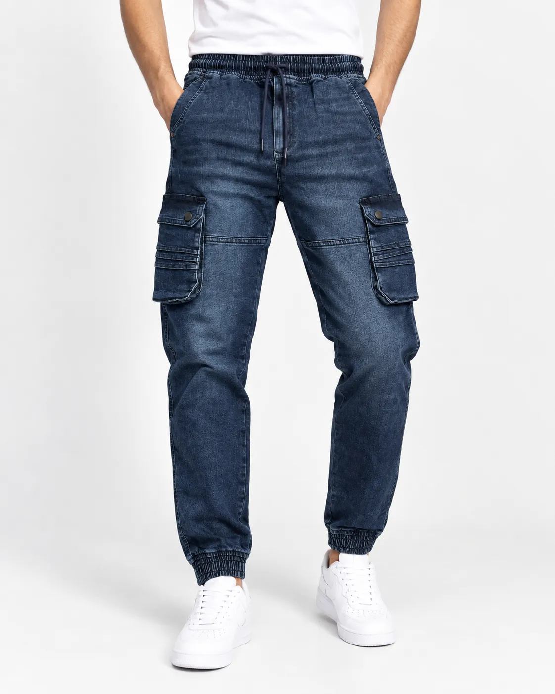 Mystic Navy Color Denim Cargo Jogger