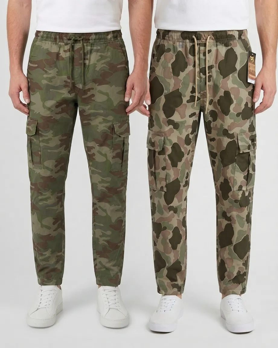 Camouflage Olive & Granite Green Color Camo Cargo Trouser