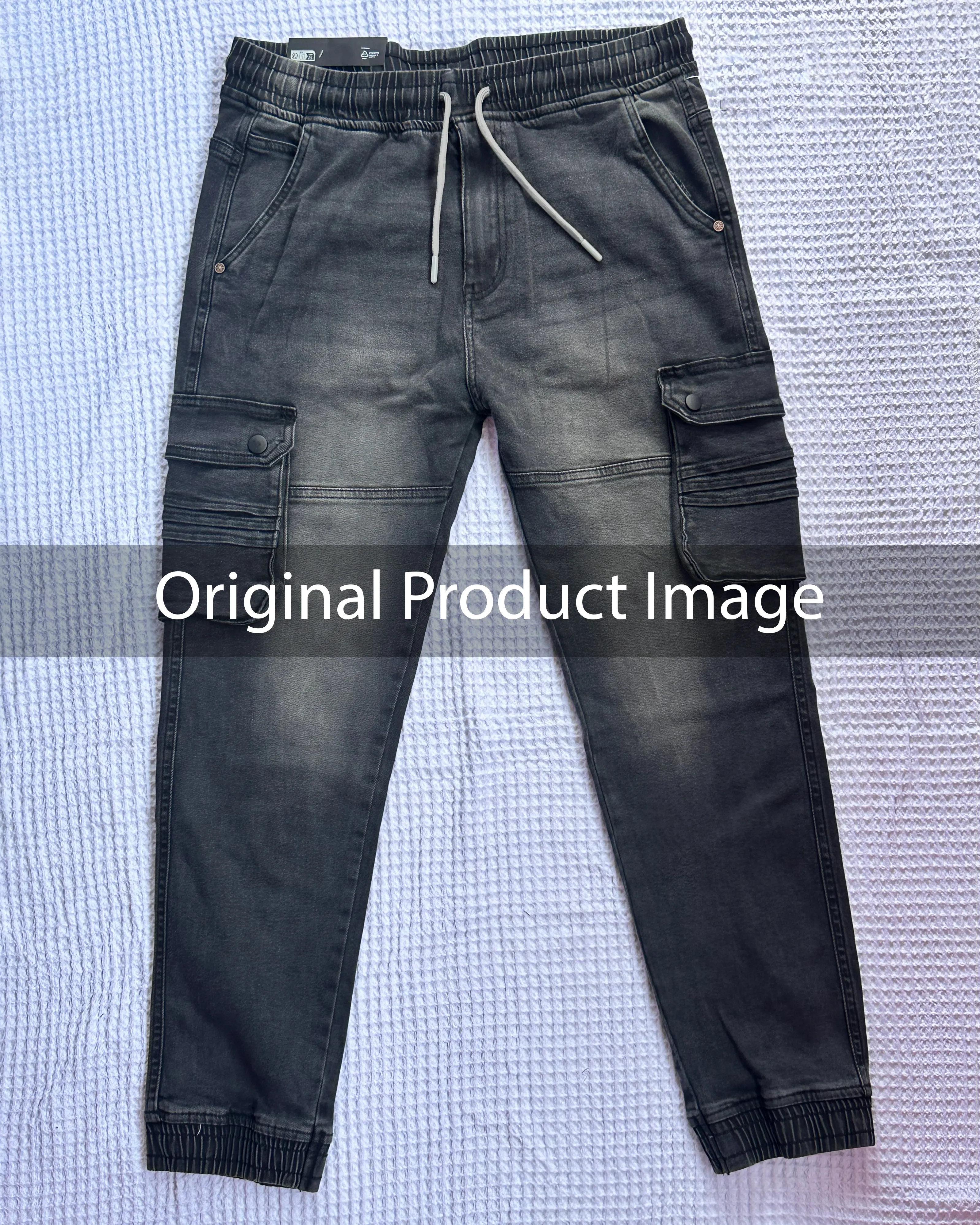 Shadowy Gray Color Denim Cargo Joggers image 2