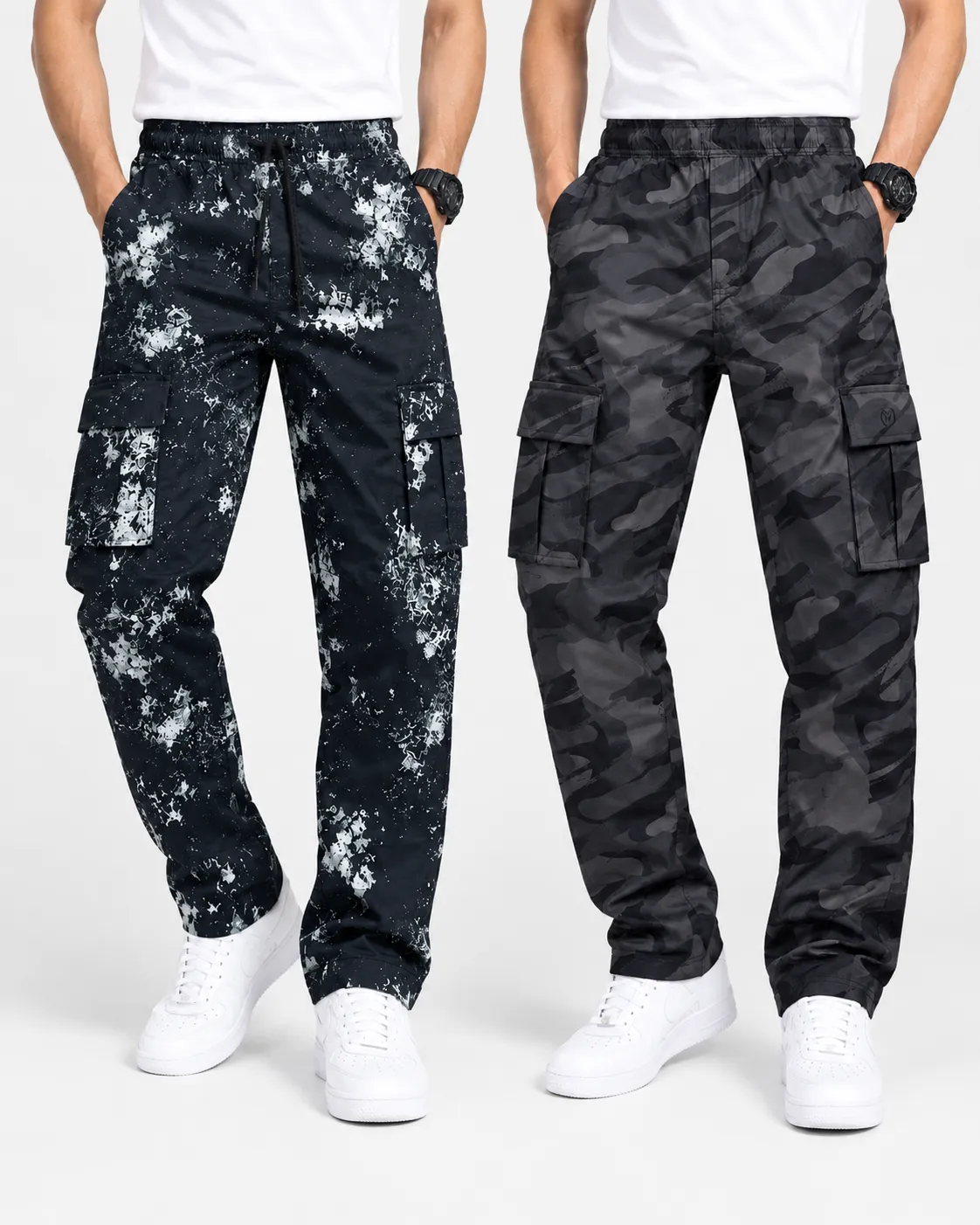 White & Black Color Camo Cargo Pant