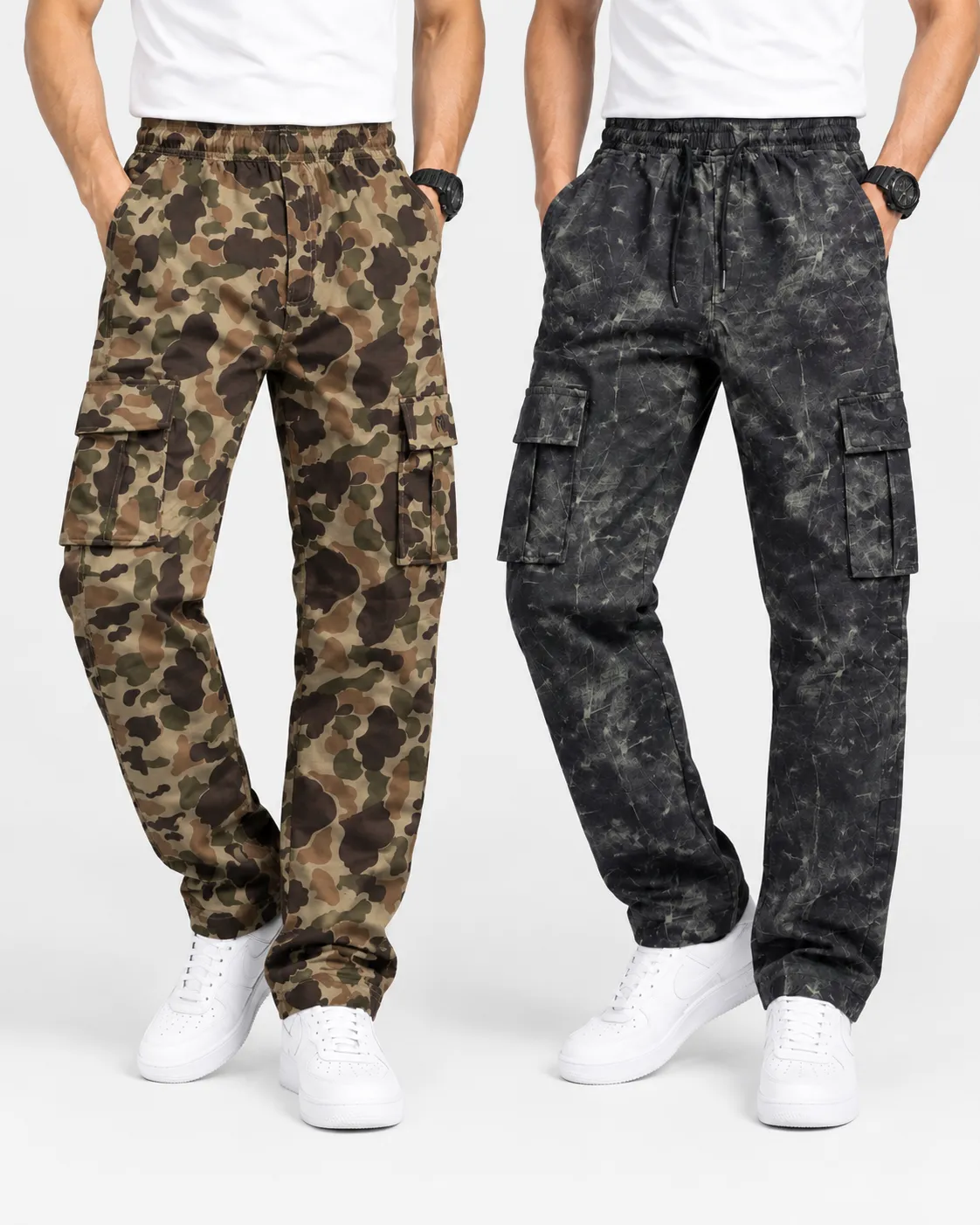 Silent Black & Abstract Coffee Color Camo Cargo Pant