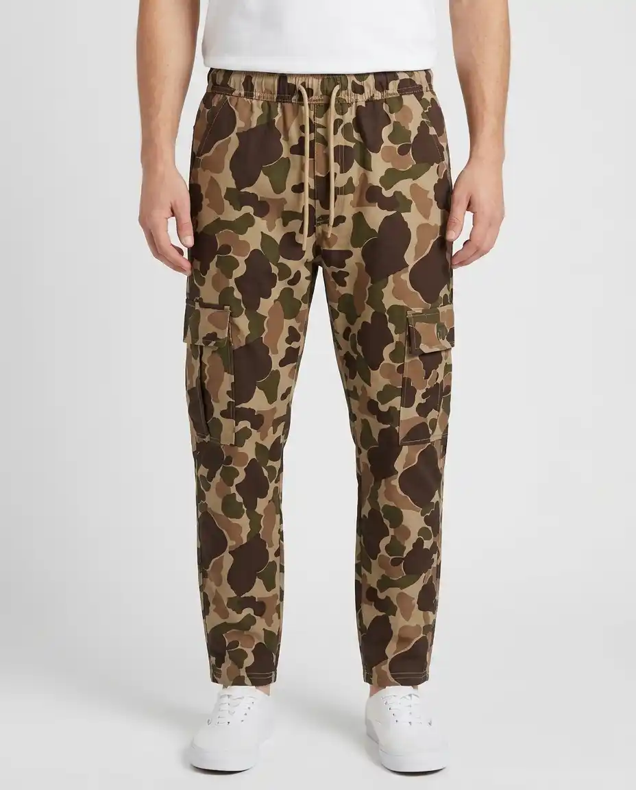 Abstract Coffee, Metallic Black & Granite Green Color Camo Cargo Trouser image 3