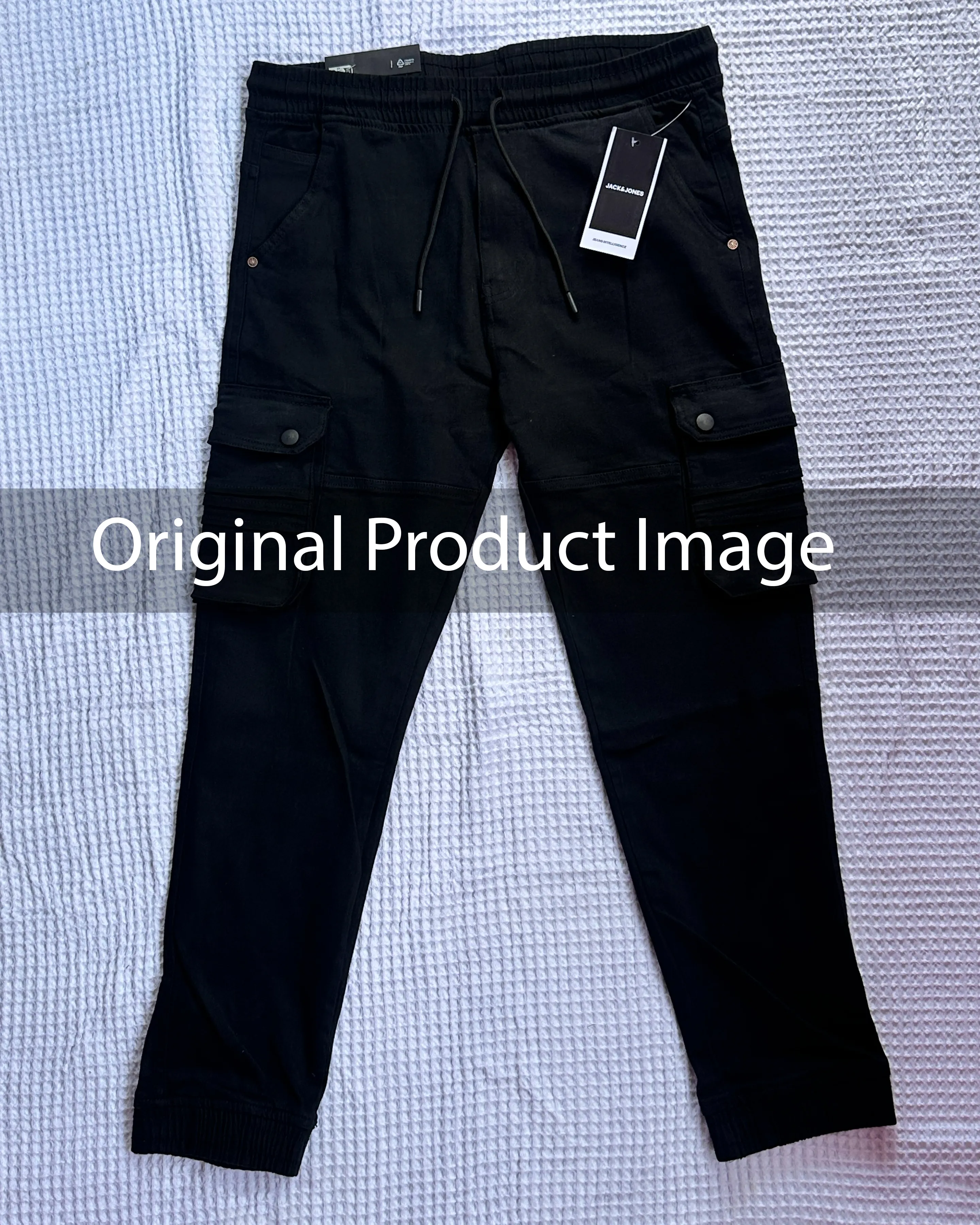 Black Color Denim Cargo Jogger image 2