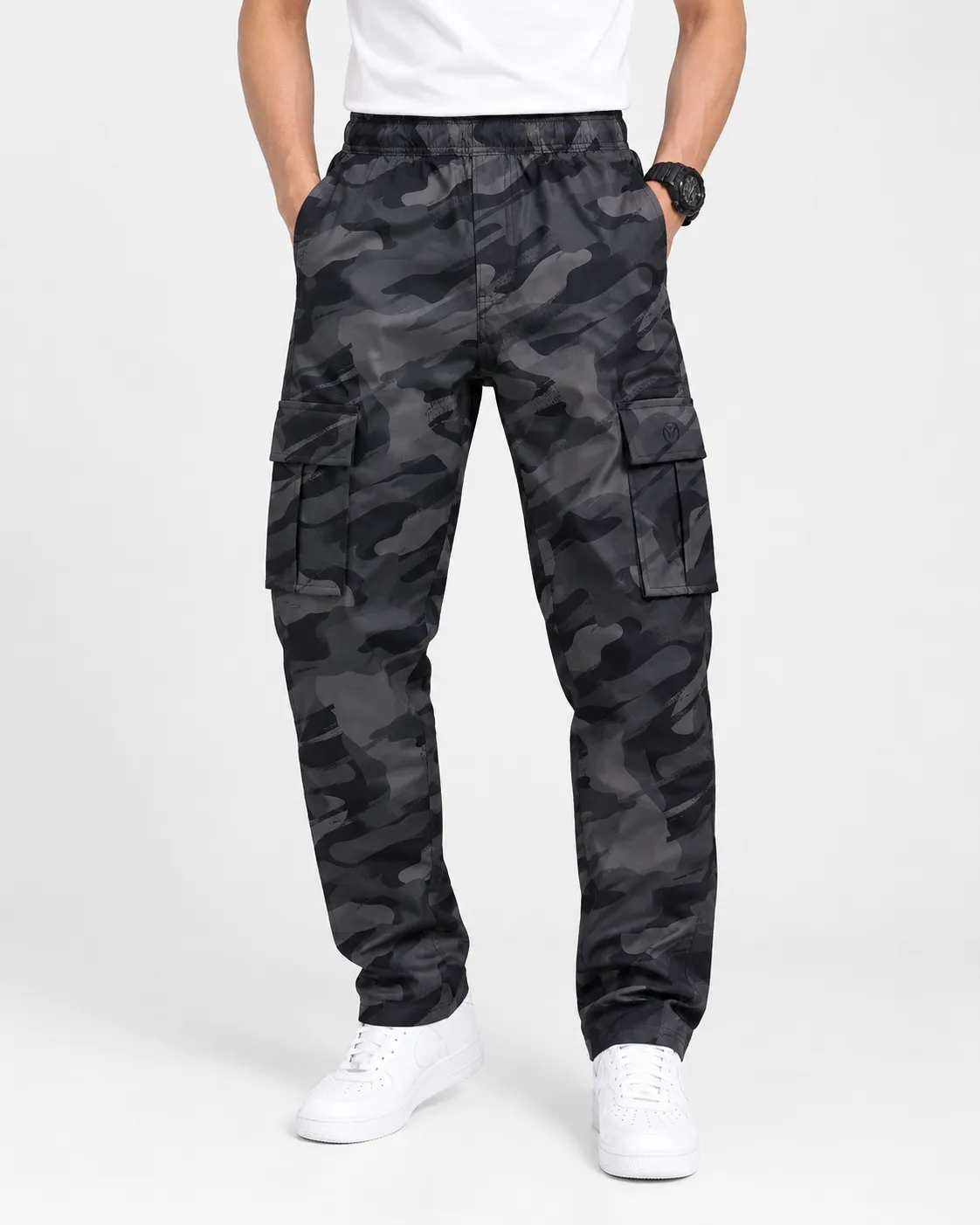 Black Color Camo Cargo Pant