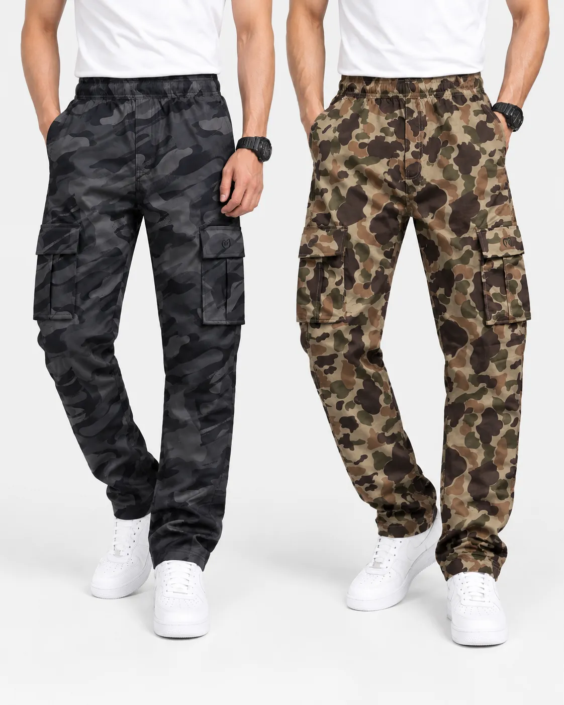Metallic Black & Abstract Coffee Color Camo Cargo Pant