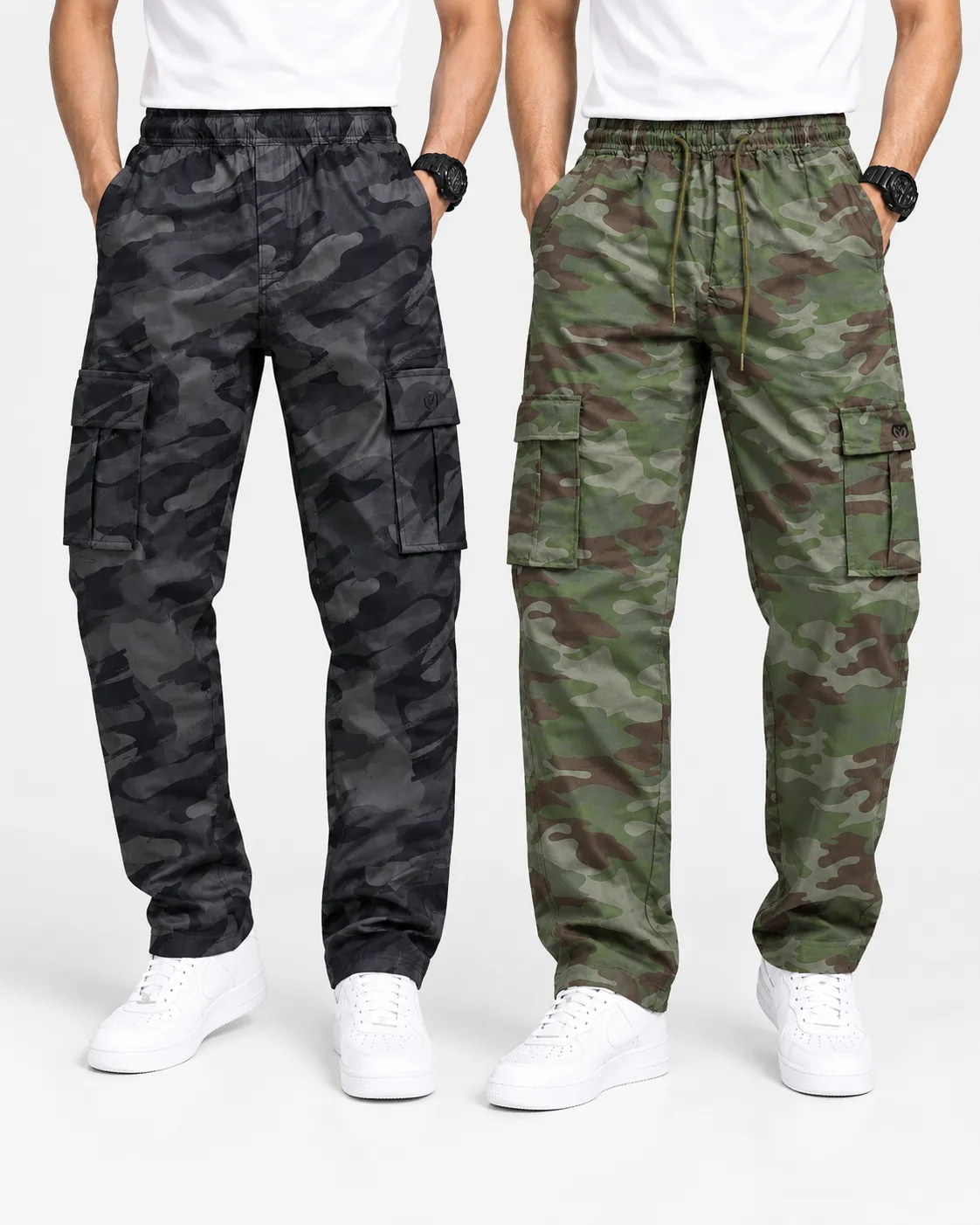 Camouflage Olive & Metallic Black Color Camo Cargo Pant