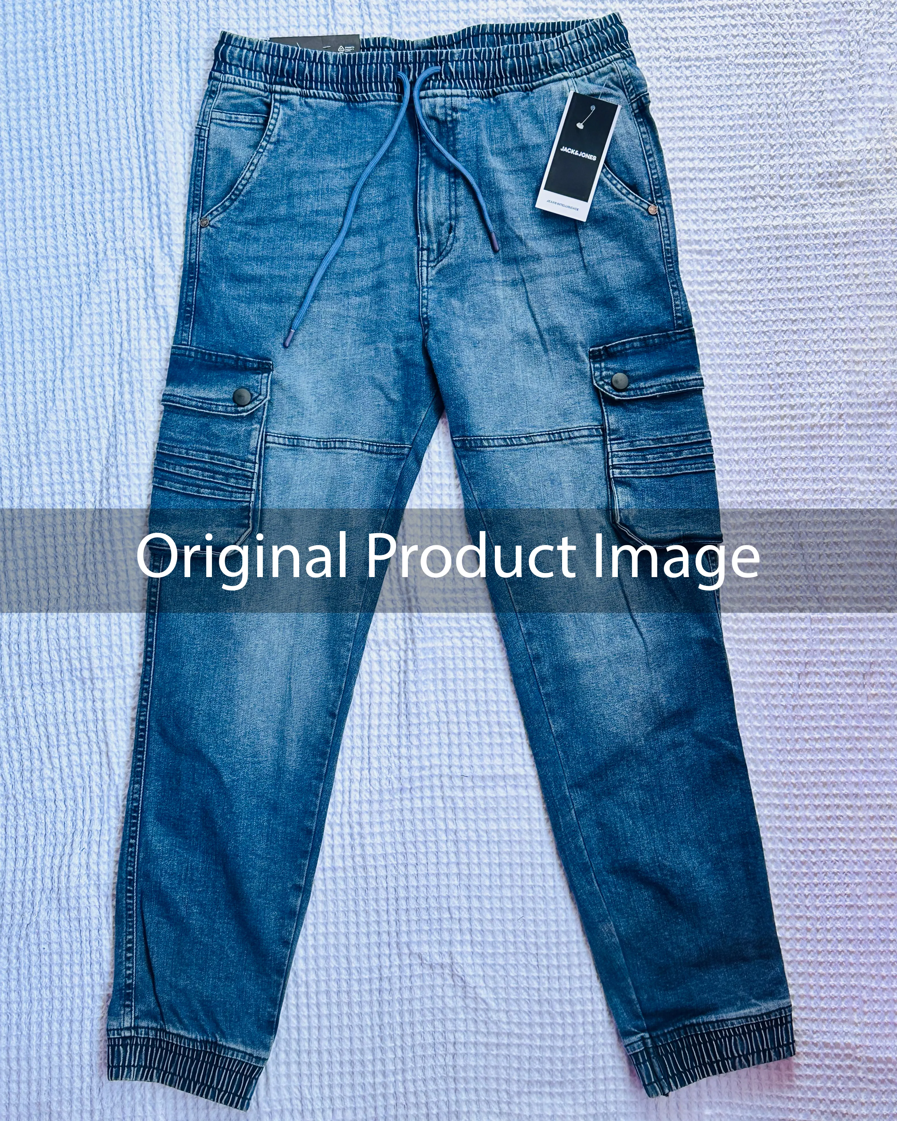 Cosmic Navy Color Denim Cargo Joggers image 2