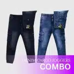 Two Piece Combo Black and Ming Blue Cargo Joggers