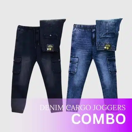 Two Piece Combo Black and Ming Blue Cargo Joggers