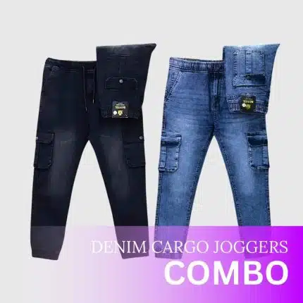 Two Piece Combo Black and River Blue Cargo Joggers