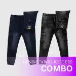 Two Piece Combo Black and Shadowy Gray Cargo Joggers