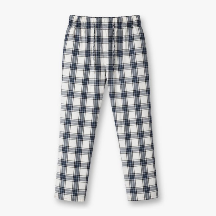 Pure Cotton Check Trouser – Chinese White & Victorian Rose - Image 4