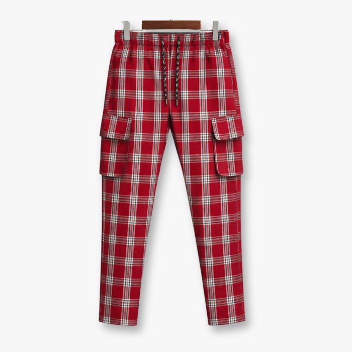 Pure Cotton Check Trouser – Chinese White & Victorian Rose - Image 5