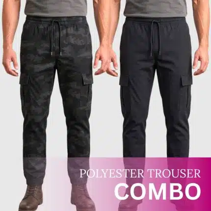 Black & Solid Graphite Color Combo Parachute Trouser