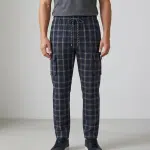 Pure Cotton Check Trouser – Victorian Rose & Sporty Dark Blue - Image 2