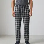 Pure Cotton Check Trouser – Chinese White & Tuna - Image 3