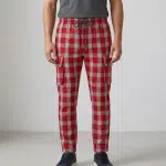 Pure Cotton Check Trouser – Chinese White & Victorian Rose - Image 3