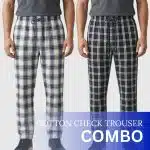Pure Cotton Check Trouser – Chinese White & Tuna