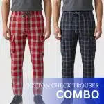 Pure Cotton Check Trouser – Victorian Rose & Sporty Dark Blue