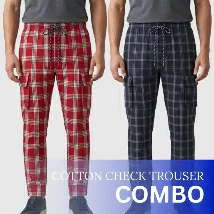 Pure Cotton Check Trouser – Victorian Rose & Sporty Dark Blue